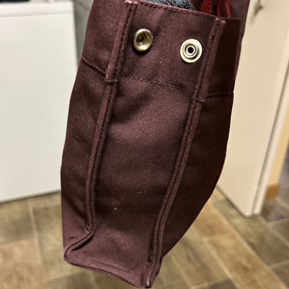 Hermes Brown Canvas Tote with Red Straps small size - Picture 12 of 12